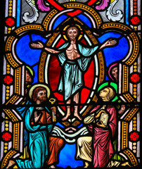 Wall Mural - Stained Glass in Monaco Cathedral - Apparition of Jesus