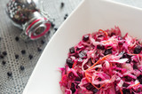 Fototapeta Londyn - Healthy lifestyle. Salad with cabbage and beetroot