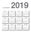 © kanpisut - Calendar year 2019 vector design template, simple and clean design. Calendar for 2019 on White Background for organization and business. Week Starts Monday. Simple Vector Template. EPS10.