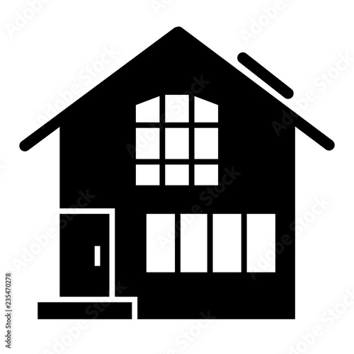 Suburban Double Decker House Solid Icon Gable Roof House Exterior Vector Illustration Isolated On White Cottage Glyph Style Design Designed For Web And App Eps 10 Buy This Stock Vector And