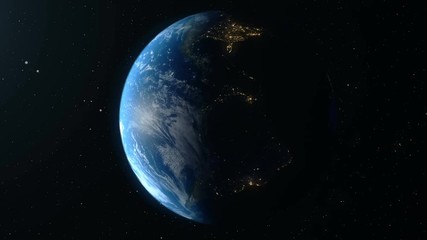 Wall Mural - earth rotates around its axis. world globe surrounded by infinite space. world globe from space. loo