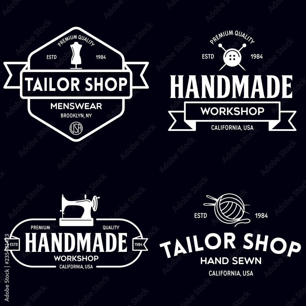 Set of vintage sewing and tailor labels, badges, design elements and ...