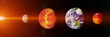 © dottedyeti - the rocky inner planets, solar system's Mercury, Venus, Earth and Mars size comparison