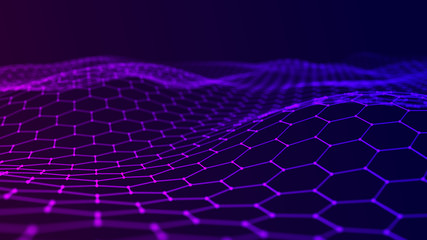 Big data visualization. Futuristic hexagon background. Big data connection background. 3D rendering.