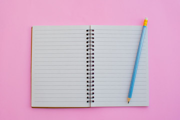 Notebook and equipment back to school on color background.