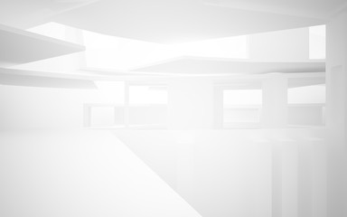 Abstract white interior highlights future. Architectural background. 3D illustration and rendering