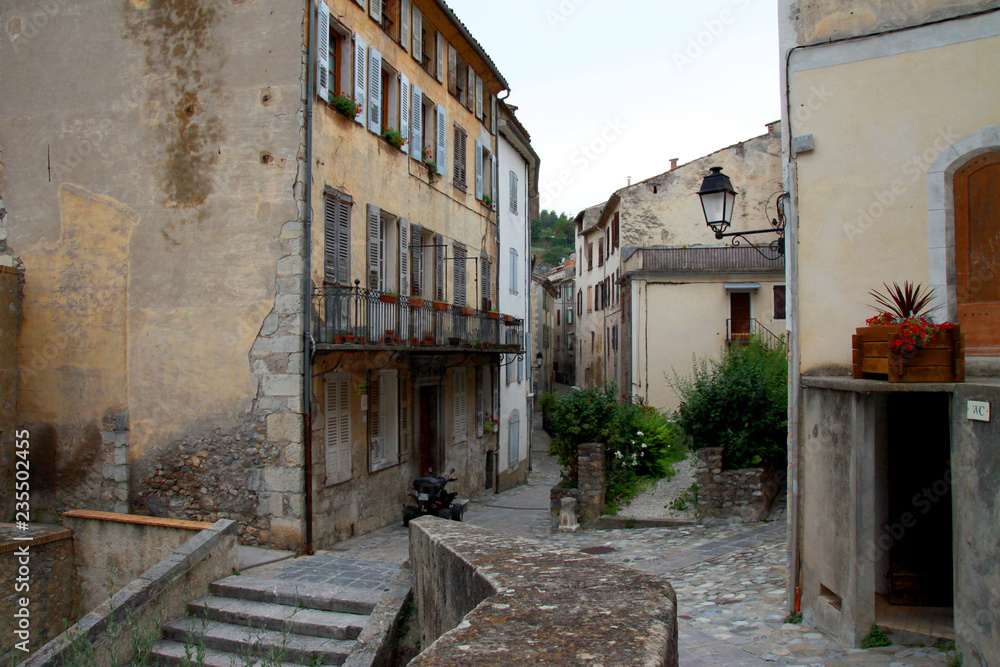 Medieval city of Entrevaux, Alpes-de-Haute-Provence, France - obrazy, fototapety, plakaty 