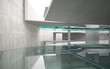 © SERGEYMANSUROV - Abstract interior of glass and concrete. Architectural background. 3D illustration and rendering