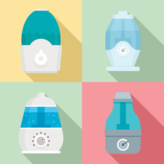 Canvas Print - Humidifier icon set. Flat set of humidifier vector icons for web design