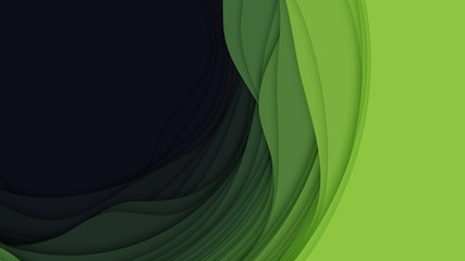Wall Mural - vector 3d abstract background with paper cut shape. colorful green carving art. paper craft antelope