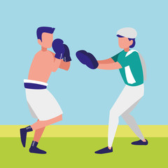 Canvas Print - boxer and sparring training avatars characters