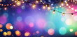 Leinwandbild Motiv Party - Colorful Bokeh And Retro String Lights In Festive Background 