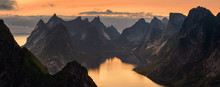 Kjerkfjorden sunset panorama