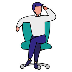 Wall Mural - young man sitting in the office chair