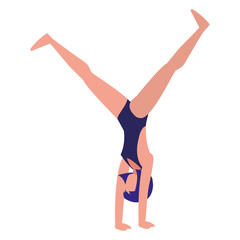 Poster - young woman with swimsuit practicing exercice