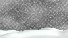 Realistic Snow Storm Illustration. Vector Snowdrift With Falling Snowflakes. Winter Background.