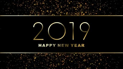 Wall Mural - Happy new year 2019, animation looping background.