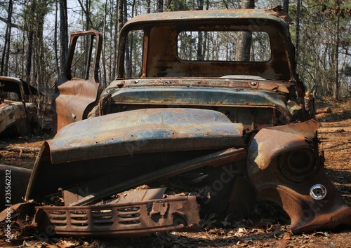 Old car/truck rotting in the woods. © Alan