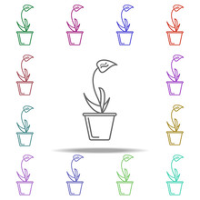 Orchid In Pot Outline Icon. Elements Of Flower In Multi Color Style Icons. Simple Icon For Websites, Web Design, Mobile App, Info Graphics