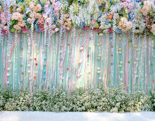 Wall Mural - wedding backdrop with flower and decoration