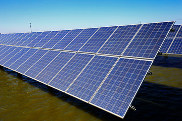 Solar panels on the water