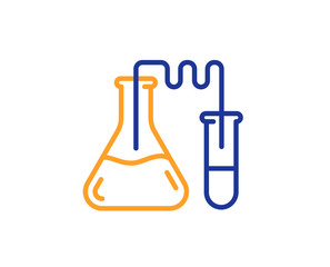 Wall Mural - medicine chemistry lab line icon. medical laboratory sign. colorful outline concept. blue and orange