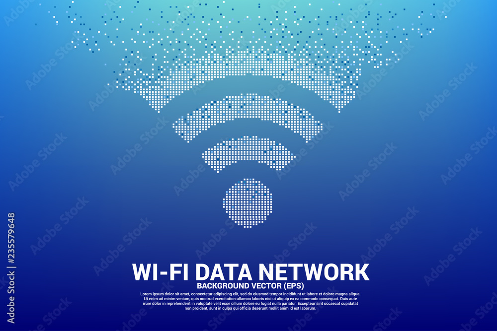 PrintVector Polygon wi-fi mobile data network icon from pixel. Concept for data transfer of mobile and wi-fi data network. - obrazy, fototapety, plakaty 