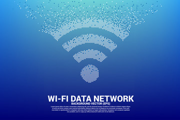 Poster - PrintVector Polygon wi-fi mobile data network icon from pixel. Concept for data transfer of mobile and wi-fi data network.
