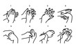 Washing Hands Step by Step Methods, a hand drawn vector doodle illustration of a how to wash hands properly.