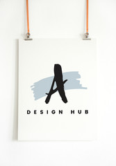 A design hub logo mockup