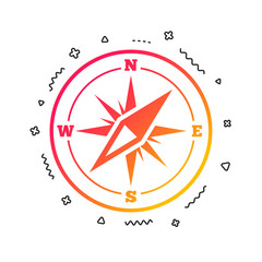 Wall Mural - Compass sign icon. Windrose navigation symbol. Colorful geometric shapes. Gradient compass icon design.  Vector