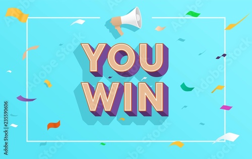 You Win Word Concept Vector Ilration With Megaphone And Style You Win Word Concept Vector Ilration With Megaphone And Style Landing Page Template Ui Web Mobile Poster Banner Flyer Background