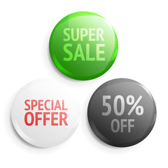 Set of glossy sale buttons. Illustration isolated on white background. Graphic concept for your design