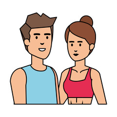 Sticker - athletic couple sporting characters