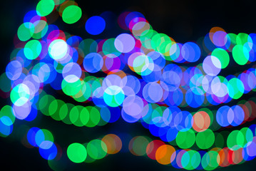 Abstract colorful bokeh lights  with isolated black in background