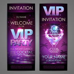 Wall Mural - Set of disco background banners. V.I.P. cocktail party poster