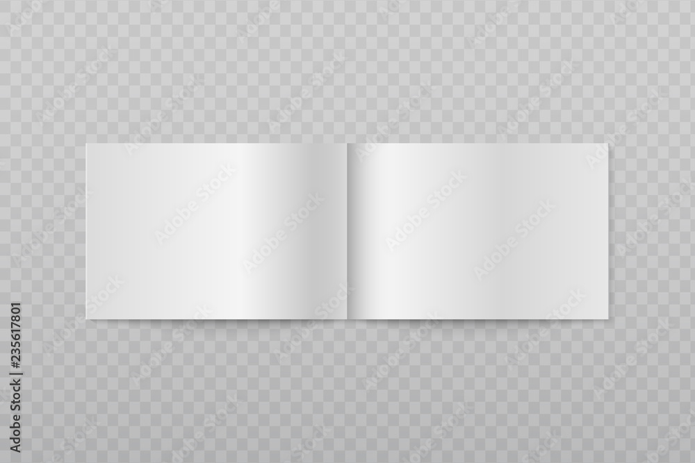 Blank open horizontal brochure. White booklet or magazine pages 3d