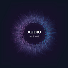 Canvas Print - Audio wave. Music sound abstract circle, equalizer visua 3d beat. Tech sound vector background. Illustration of sound equalizer beat, circle wave audio