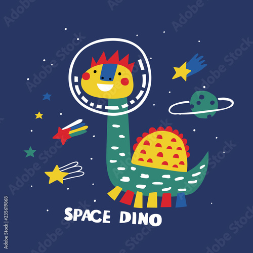 Photo  Space dino cartoon vector