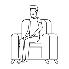 Poster - man sitting in sofa livingroom