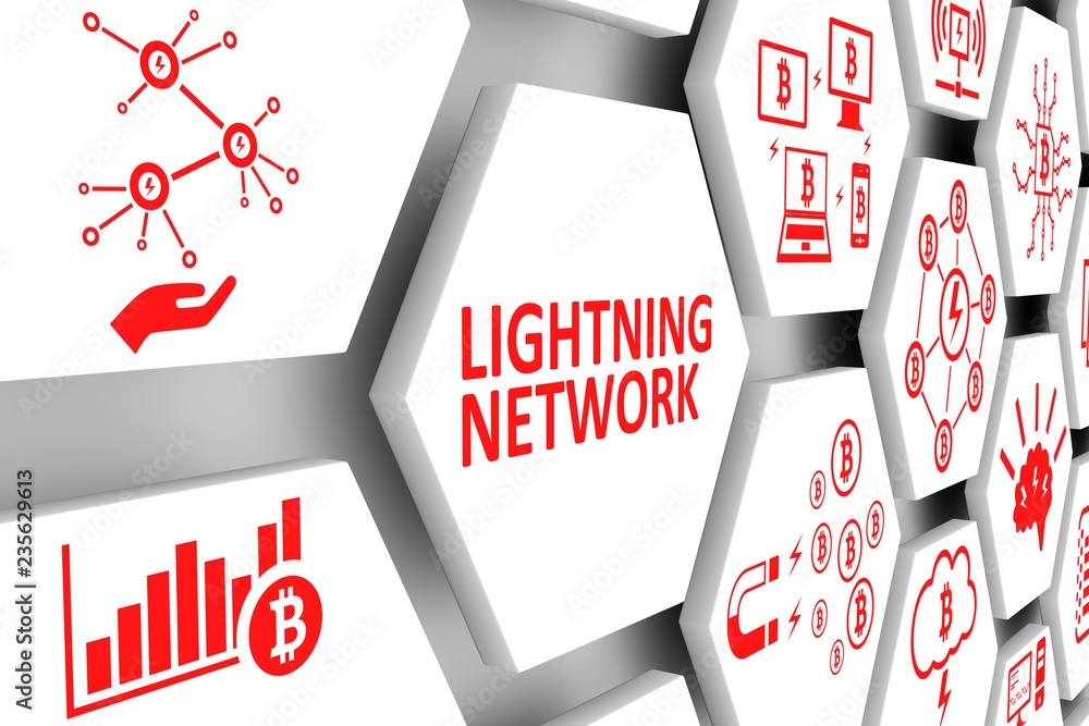 LIGHTNING NETWORK concept cell background 3d illustration