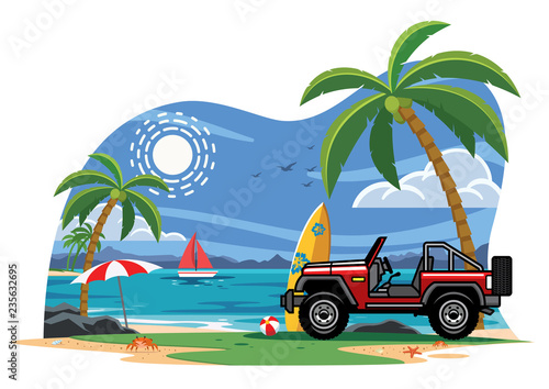 suv car on the beach