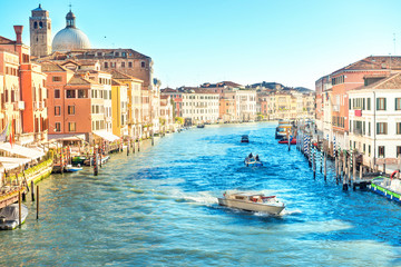 Wall Mural - Grand canal in Venice - city travel landscape with boats and gondola