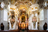 Pilgrimage Church of Wies, interior of the church - Wieskirche at Steingaden on the romantic road in Bavaria, Germany