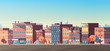 city building houses view skyline background real estate cute town concept horizontal banner flat