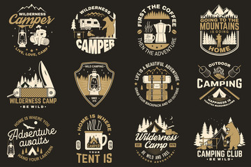Wall Mural - summer camp. vector. concept for shirt or patch, print, stamp. vintage typography design with rv tra