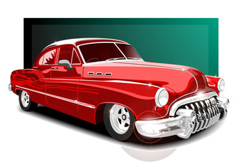 vector illustartion vintage red car. retro car