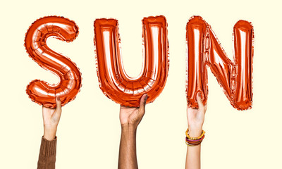 Sticker - Hands showing sun balloons word