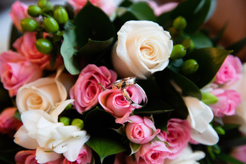 Beautiful bridal bouquet of different flowers