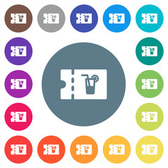 Poster - cocktail bar discount coupon flat white icons on round color backgrounds